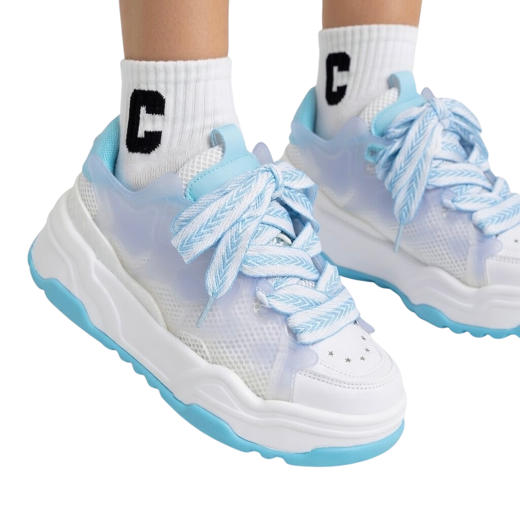 SoftSlipsy Blue Platform Sneakers – Women Chunky Sneakers