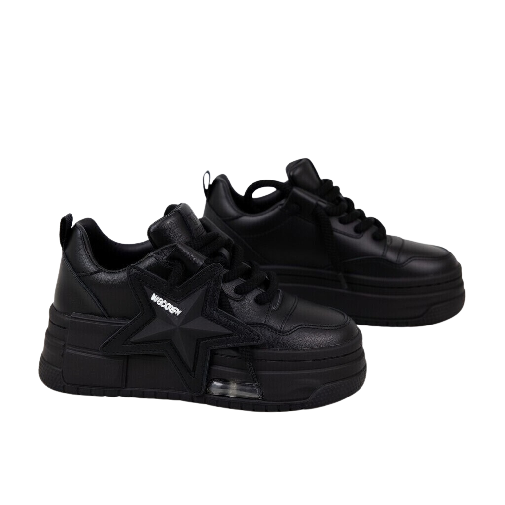 SoftSlipsy Black Star Platform Sneakers Chunky Streetwear Y2K Trainers Women Casual Shoes