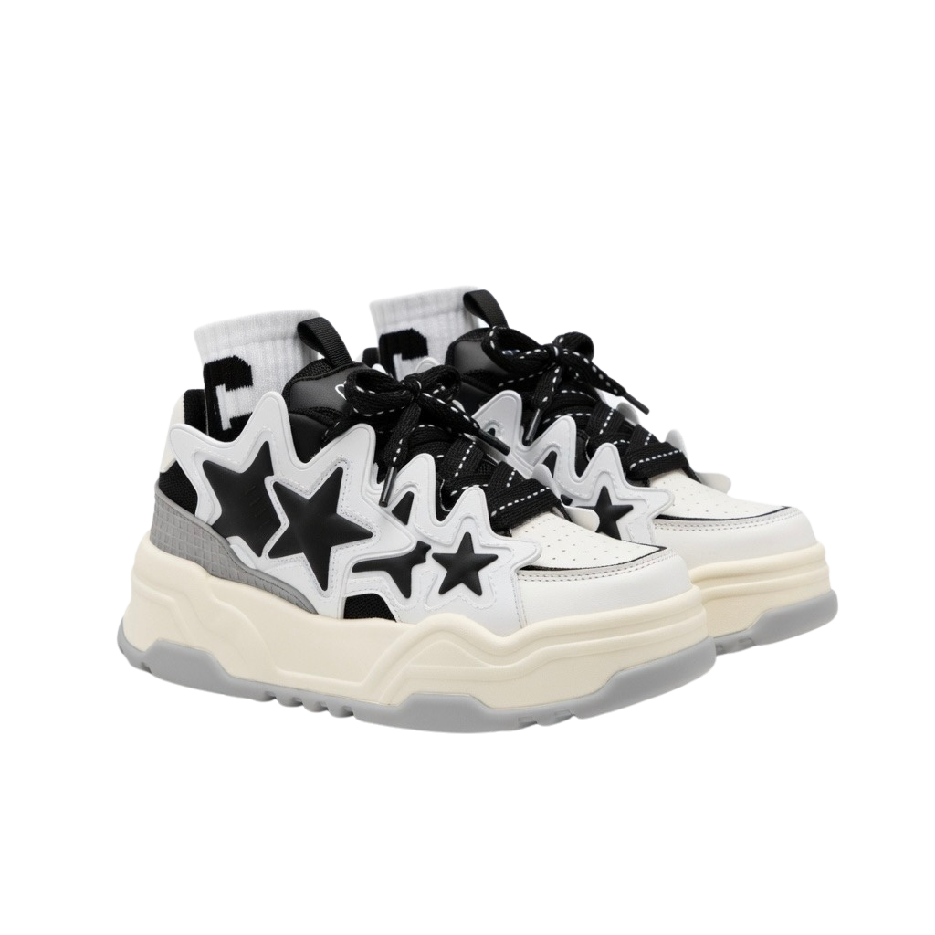 SoftSlipsy Black Star Platform Sneakers – Chunky Sneakers Women