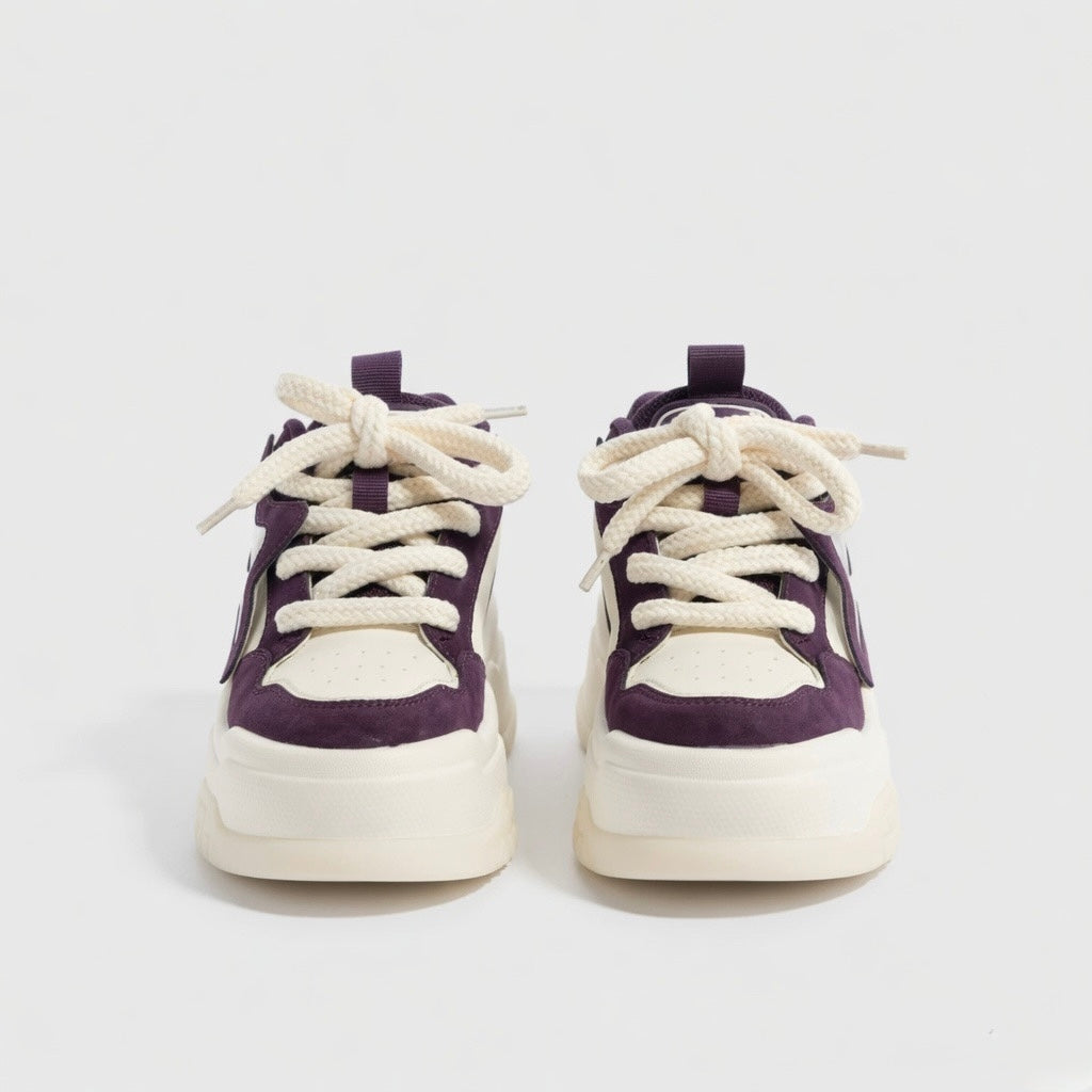 SoftSlipsy Star Platform Sneakers – Purple Chunky Y2K Streetwear Shoes – Height Boost Casual Trainers