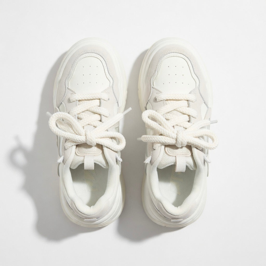 SoftSlipsy Star Platform Sneakers – White Chunky Y2K Streetwear Shoes – Height Boost Casual Trainers