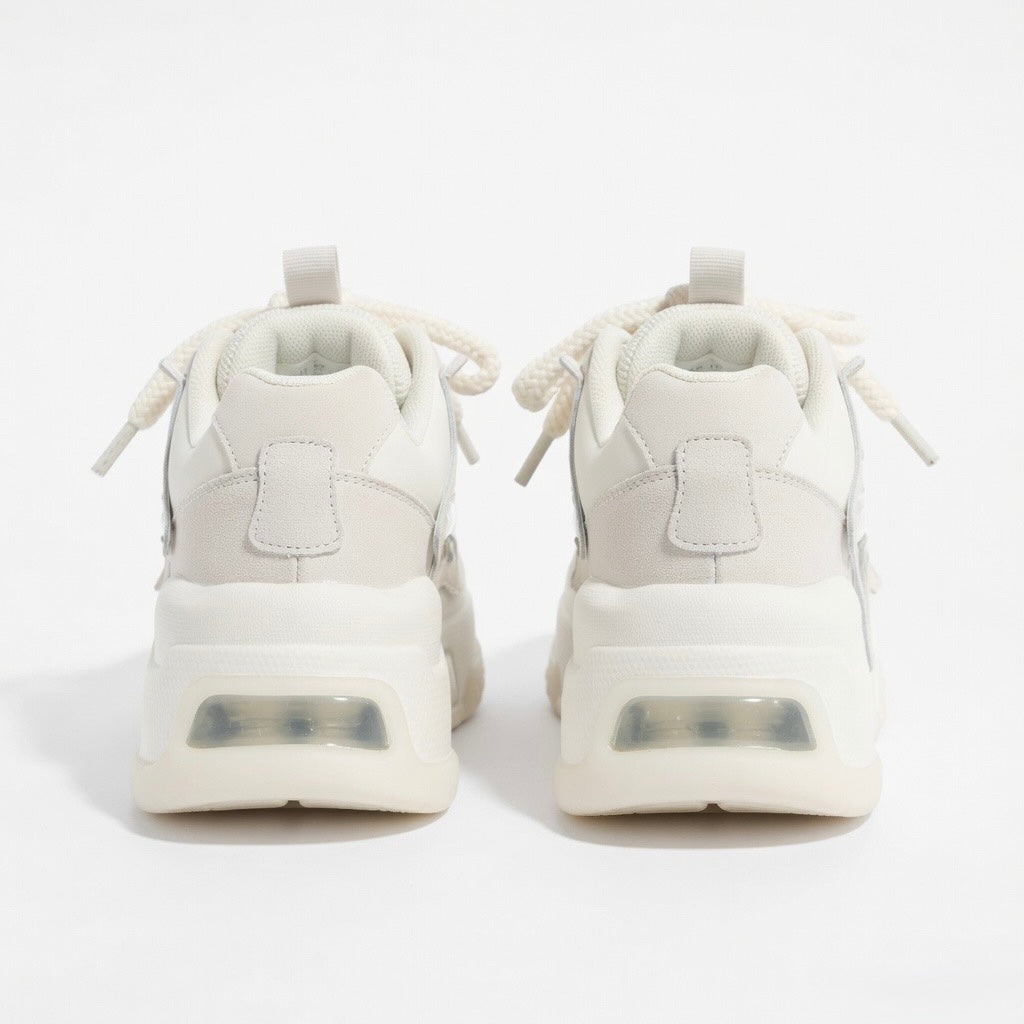 SoftSlipsy Star Platform Sneakers – White Chunky Y2K Streetwear Shoes – Height Boost Casual Trainers