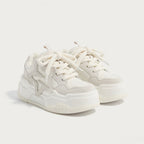 SoftSlipsy Star Platform Sneakers – White Chunky Y2K Streetwear Shoes – Height Boost Casual Trainers