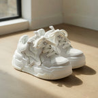 SoftSlipsy Star Platform Sneakers – White Chunky Y2K Streetwear Shoes – Height Boost Casual Trainers