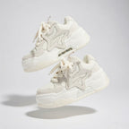 SoftSlipsy Star Platform Sneakers – White Chunky Y2K Streetwear Shoes – Height Boost Casual Trainers