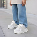 SoftSlipsy Star Platform Sneakers – White Chunky Y2K Streetwear Shoes – Height Boost Casual Trainers