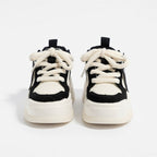 SoftSlipsy Star Platform Sneakers – Black & White Chunky Y2K Streetwear Shoes – Height Boost Casual Trainers