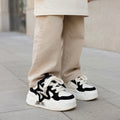 SoftSlipsy Star Platform Sneakers – Black & White Chunky Y2K Streetwear Shoes – Height Boost Casual Trainers