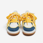 SoftSlipsy Yellow Star Sneakers – Casual Y2K Streetwear Shoes – Denim Panel Trainers