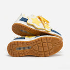 SoftSlipsy Yellow Star Sneakers – Casual Y2K Streetwear Shoes – Denim Panel Trainers