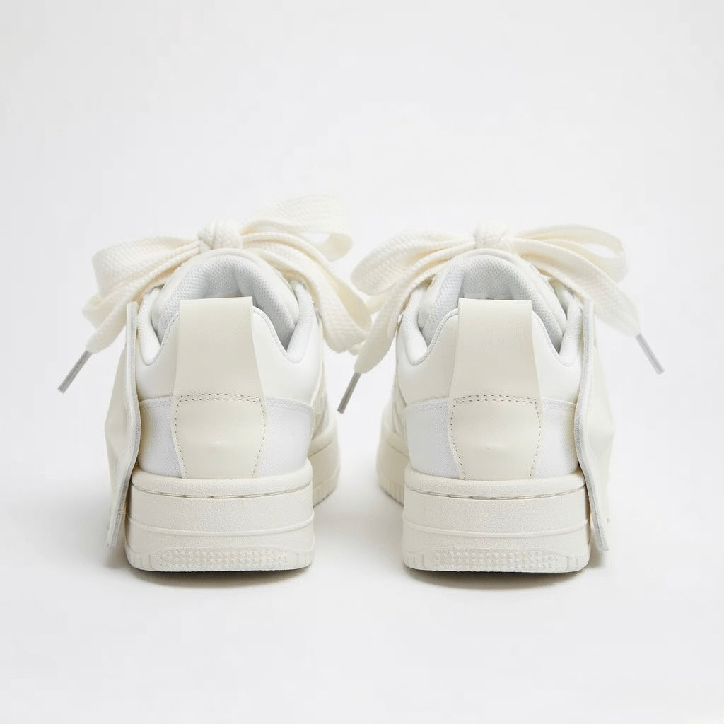 SoftSlipsy All White Star Sneakers – Minimal Y2K Streetwear Shoes – Clean Casual Trainers