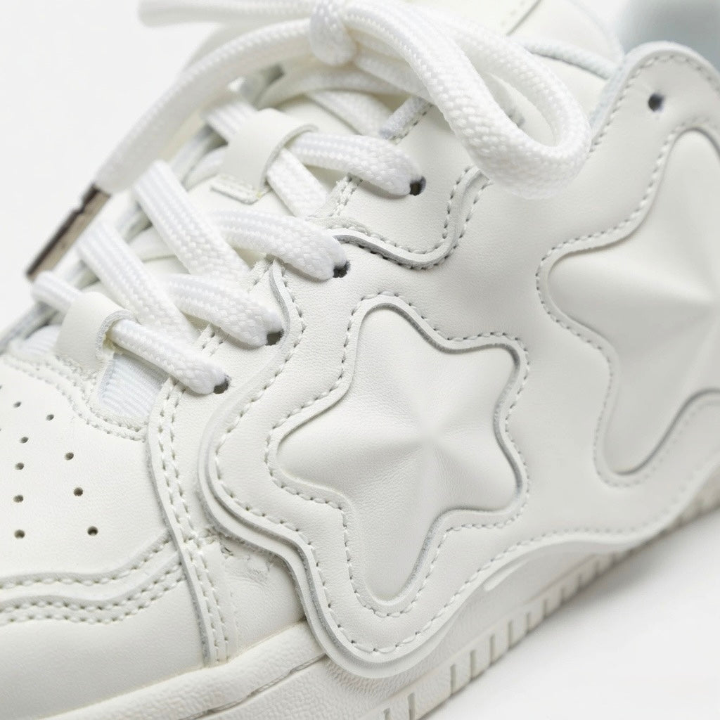 SoftSlipsy All White Star Sneakers – Minimal Y2K Streetwear Shoes – Clean Casual Trainers