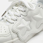 SoftSlipsy All White Star Sneakers – Minimal Y2K Streetwear Shoes – Clean Casual Trainers