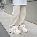 SoftSlipsy All White Star Sneakers – Minimal Y2K Streetwear Shoes – Clean Casual Trainers