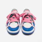 SoftSlipsy Color Block Star Sneakers – Blue Pink Y2K Streetwear Shoes – Casual Low Top Trainers