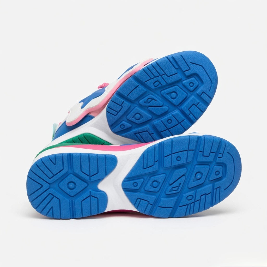 SoftSlipsy Color Block Star Sneakers – Blue Pink Y2K Streetwear Shoes – Casual Low Top Trainers