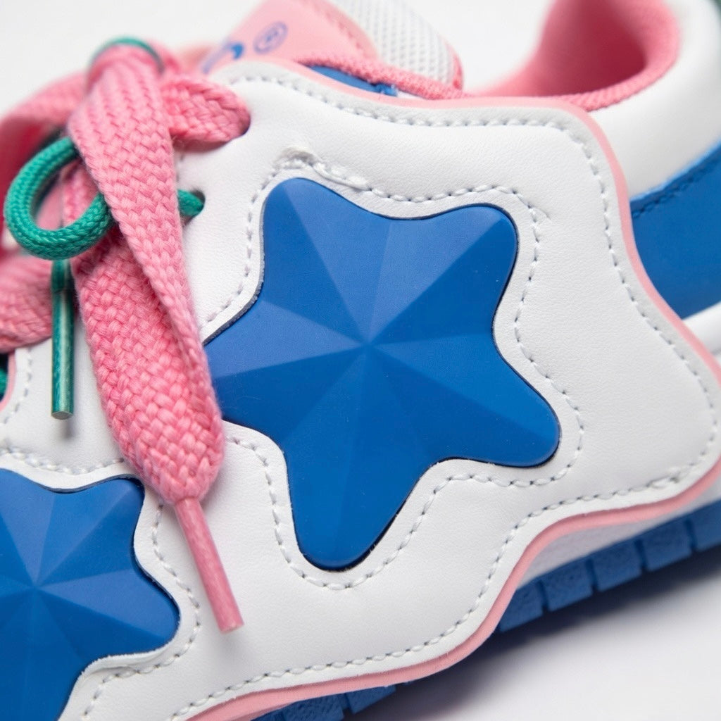 SoftSlipsy Color Block Star Sneakers – Blue Pink Y2K Streetwear Shoes – Casual Low Top Trainers