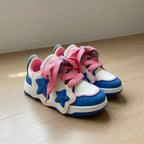 SoftSlipsy Color Block Star Sneakers – Blue Pink Y2K Streetwear Shoes – Casual Low Top Trainers