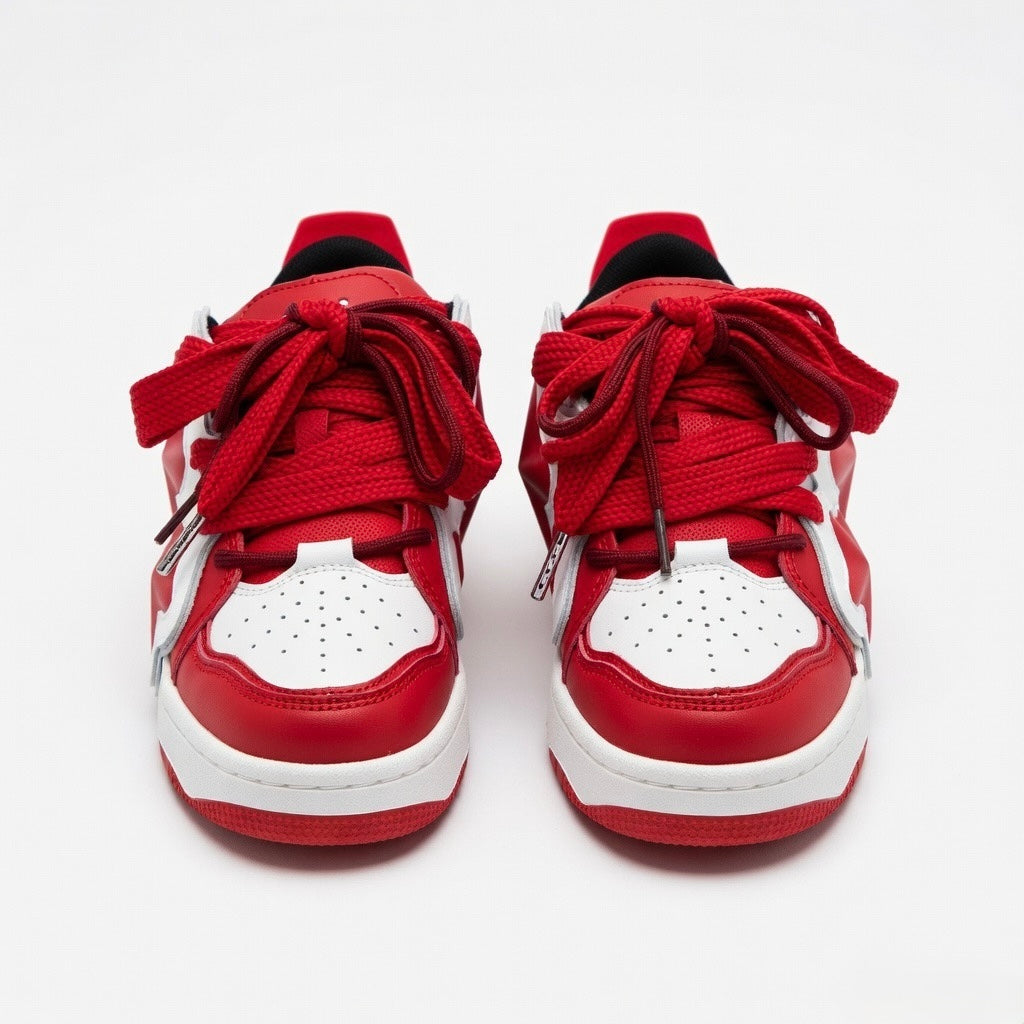 SoftSlipsy Red Star Sneakers – Red White Y2K Streetwear Shoes – Casual Low Top Trainers