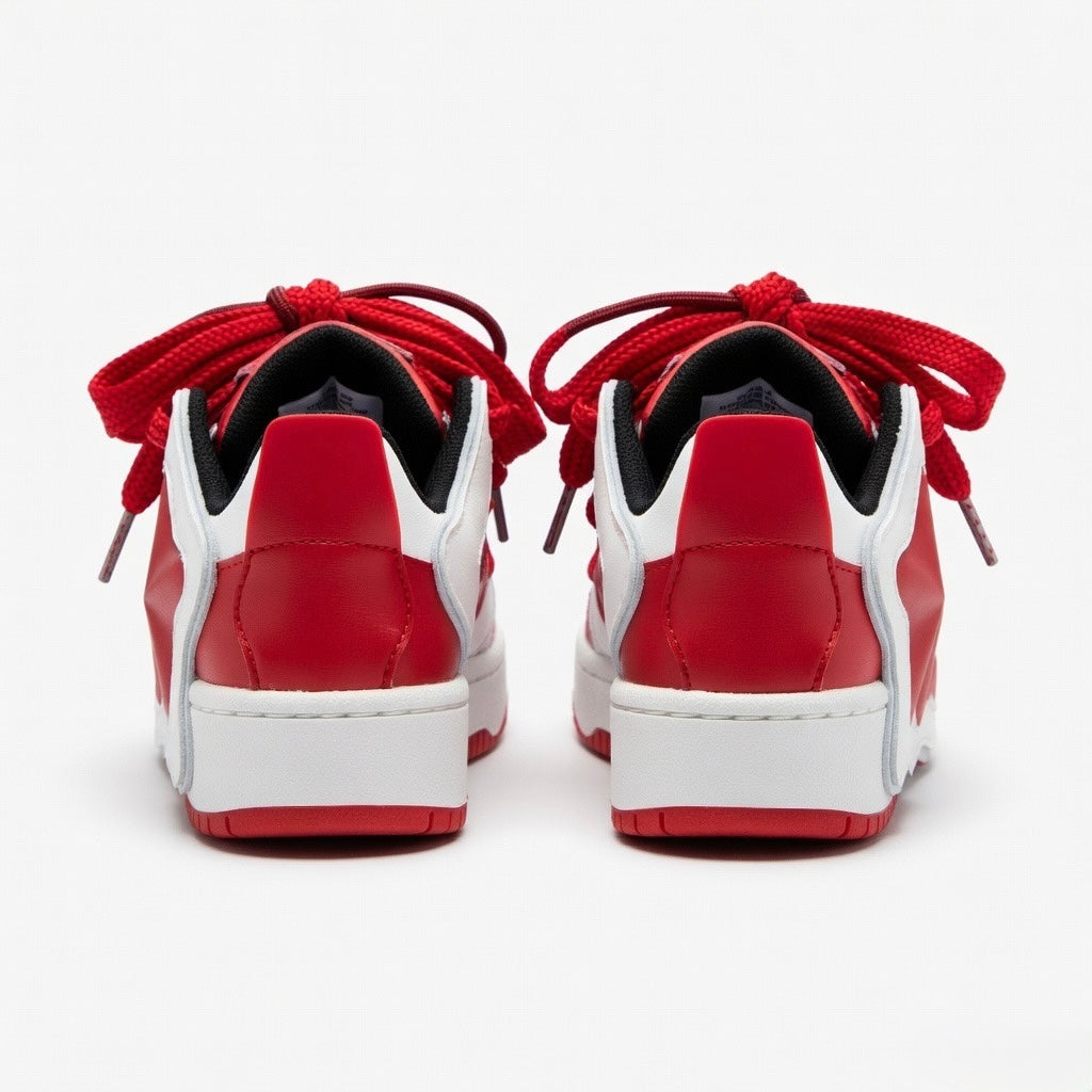 SoftSlipsy Red Star Sneakers – Red White Y2K Streetwear Shoes – Casual Low Top Trainers