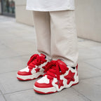 SoftSlipsy Red Star Sneakers – Red White Y2K Streetwear Shoes – Casual Low Top Trainers