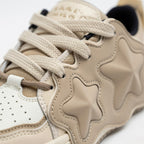 SoftSlipsy Beige Star Sneakers – Neutral Y2K Streetwear Shoes – Casual Low Top Trainers