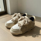 SoftSlipsy Beige Star Sneakers – Neutral Y2K Streetwear Shoes – Casual Low Top Trainers