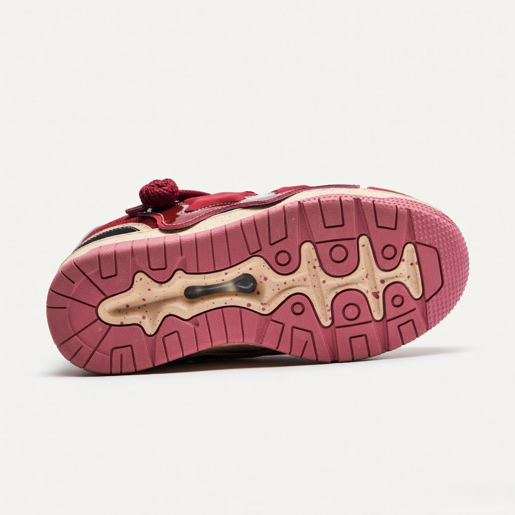 SoftSlipsy Burgundy Star Sneakers – Red Y2K Streetwear Shoes – Casual Low Top Trainers