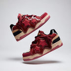SoftSlipsy Burgundy Star Sneakers – Red Y2K Streetwear Shoes – Casual Low Top Trainers