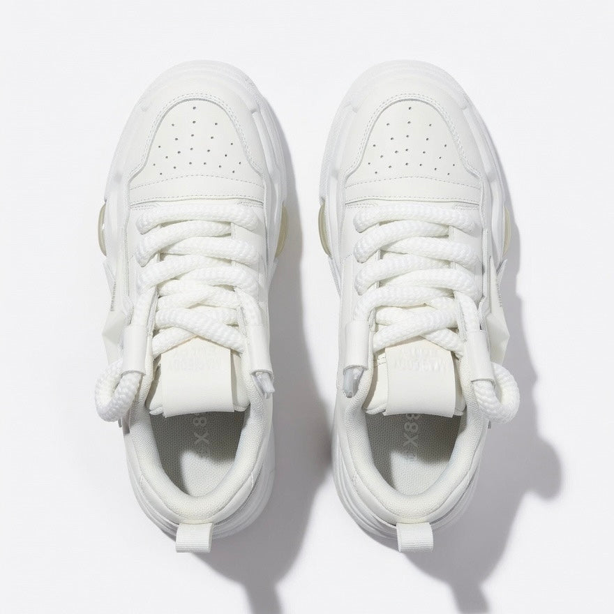 SoftSlipsy White Star Platform Sneakers – Chunky Y2K Streetwear Shoes – Height Boost Trainers