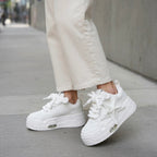 SoftSlipsy White Star Platform Sneakers – Chunky Y2K Streetwear Shoes – Height Boost Trainers