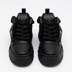 SoftSlipsy Black Star Platform Sneakers – All Black Chunky Y2K Streetwear Shoes – Height Boost Trainers