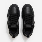 SoftSlipsy Black Star Platform Sneakers – All Black Chunky Y2K Streetwear Shoes – Height Boost Trainers