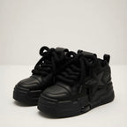 SoftSlipsy Black Star Platform Sneakers – All Black Chunky Y2K Streetwear Shoes – Height Boost Trainers