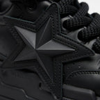 SoftSlipsy Black Star Platform Sneakers – All Black Chunky Y2K Streetwear Shoes – Height Boost Trainers
