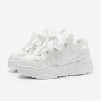 SoftSlipsy White Star Platform Sneakers – Chunky Y2K Streetwear Shoes – Height Boost Trainers