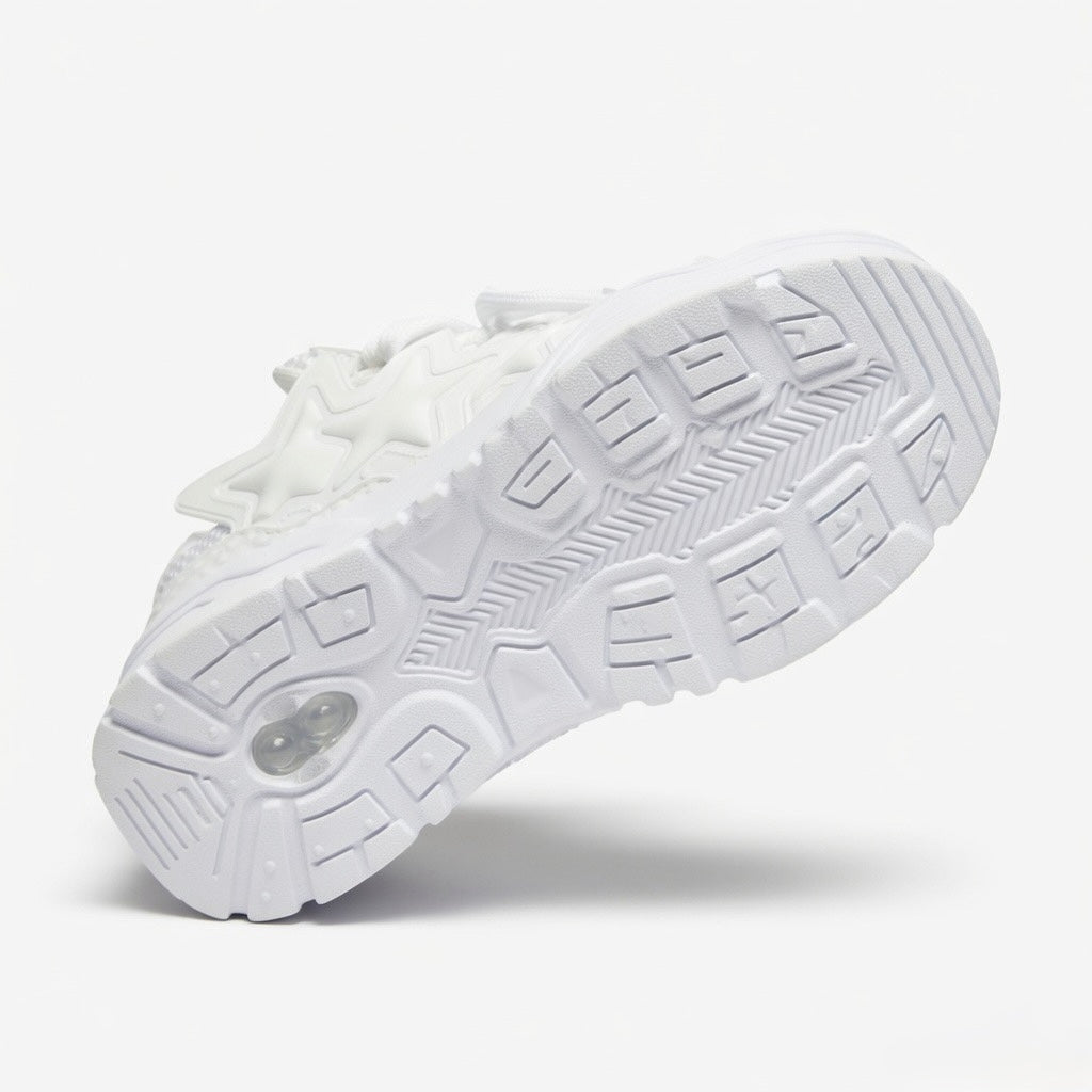 SoftSlipsy White Chunky Star Sneakers – Platform Y2K Streetwear Shoes – All White Trainers