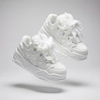 SoftSlipsy White Chunky Star Sneakers – Platform Y2K Streetwear Shoes – All White Trainers
