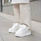 SoftSlipsy White Chunky Star Sneakers – Platform Y2K Streetwear Shoes – All White Trainers