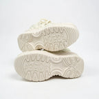 SoftSlipsy Cream Star Platform Sneakers – Neutral Chunky Y2K Streetwear Trainers – Height Boost Shoes