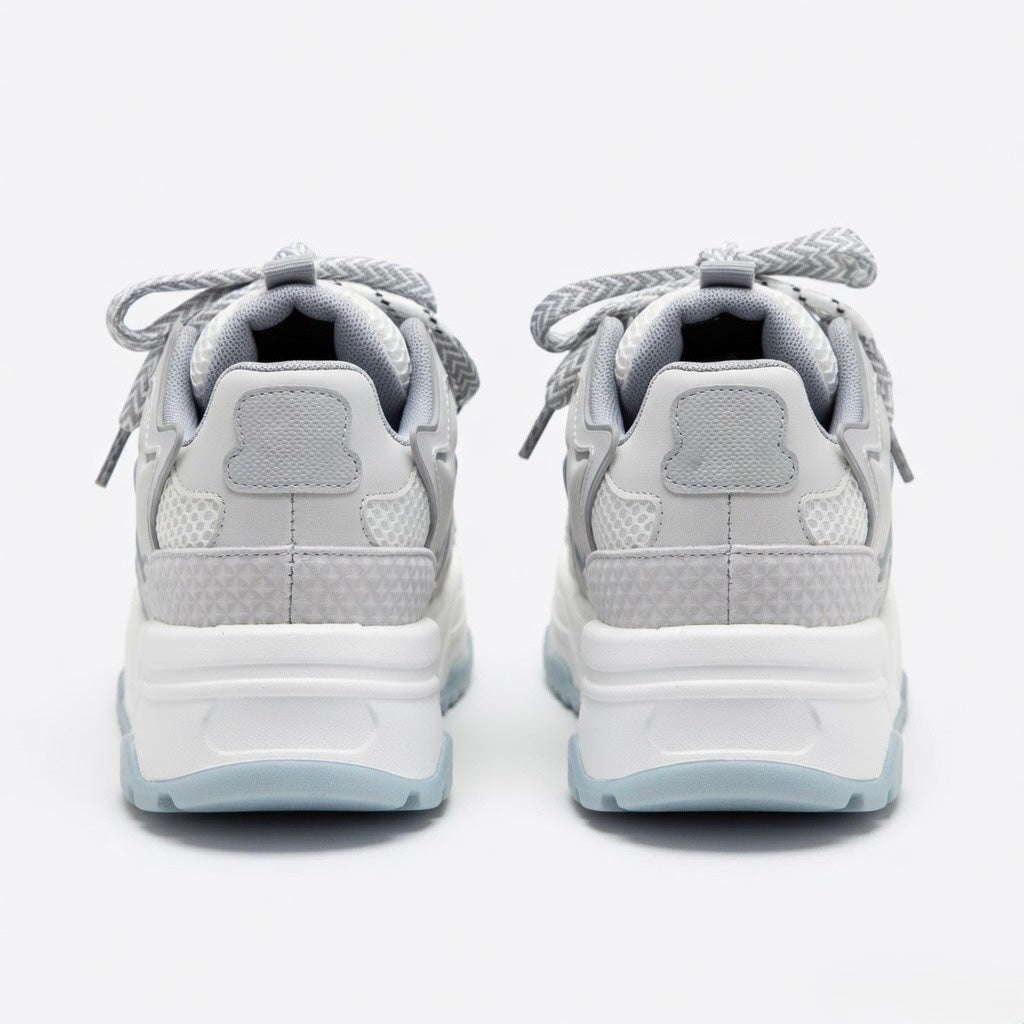 SoftSlipsy Ice Blue Star Platform Sneakers – Chunky Y2K Streetwear Trainers – Height Boost Sneakers
