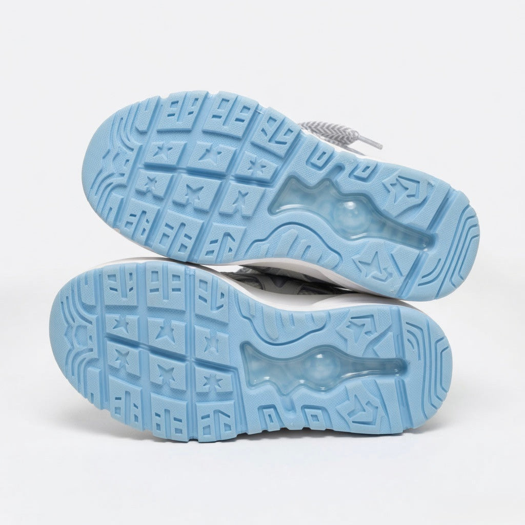 SoftSlipsy Ice Blue Star Platform Sneakers – Chunky Y2K Streetwear Trainers – Height Boost Sneakers