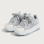SoftSlipsy Ice Blue Star Platform Sneakers – Chunky Y2K Streetwear Trainers – Height Boost Sneakers