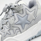 SoftSlipsy Ice Blue Star Platform Sneakers – Chunky Y2K Streetwear Trainers – Height Boost Sneakers
