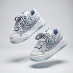 SoftSlipsy Ice Blue Star Platform Sneakers – Chunky Y2K Streetwear Trainers – Height Boost Sneakers
