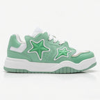 SoftSlipsy Mint Green Star Sneakers – Chunky Y2K Streetwear Trainers – Platform Casual Shoes