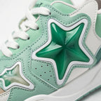SoftSlipsy Mint Green Star Sneakers – Chunky Y2K Streetwear Trainers – Platform Casual Shoes