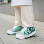 SoftSlipsy Mint Green Star Sneakers – Chunky Y2K Streetwear Trainers – Platform Casual Shoes