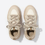 SoftSlipsy Beige Star Platform Sneakers – Chunky Neutral Y2K Streetwear Trainers – Height Boost Shoes