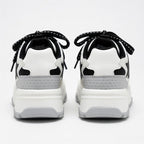 SoftSlipsy Black White Star Platform Sneakers – Chunky Y2K Streetwear Trainers – Height Boost Casual Shoes
